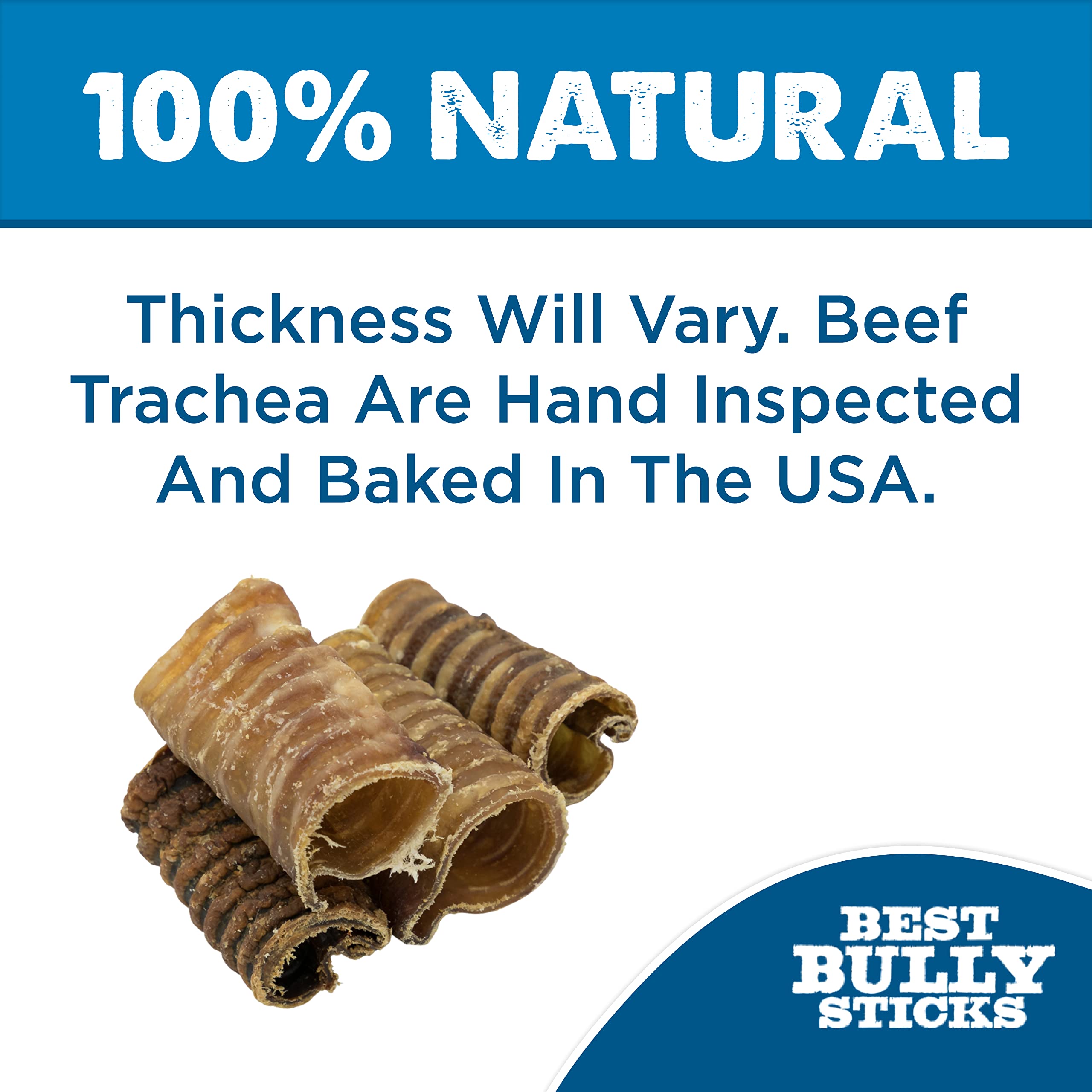 Best Bully Sticks Premium 3-Inch Beef Trachea – 50 Count, All-Natural, Grain-Free, Single-Ingredient Dog Treat