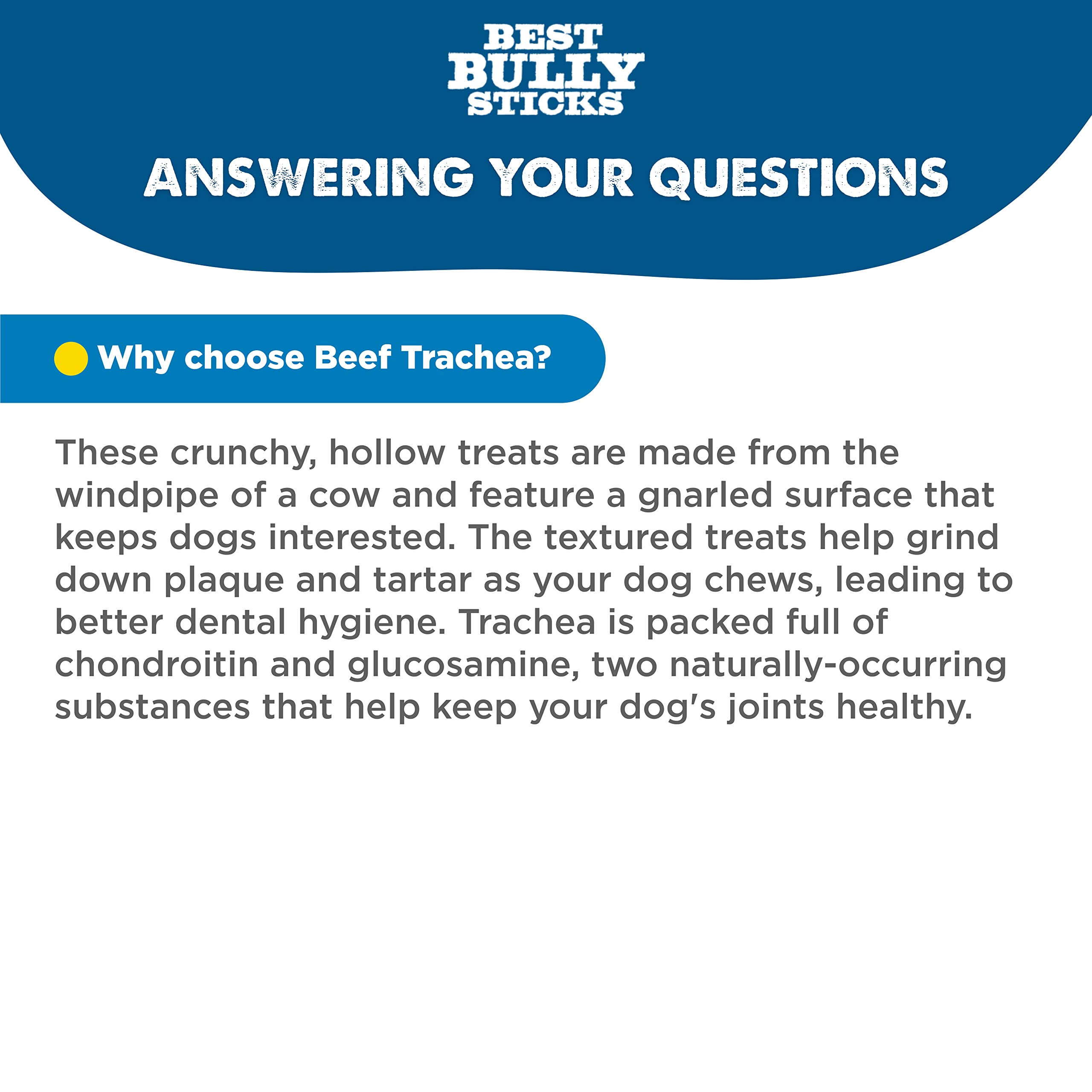 Best Bully Sticks Premium 3-Inch Beef Trachea – 50 Count, All-Natural, Grain-Free, Single-Ingredient Dog Treat