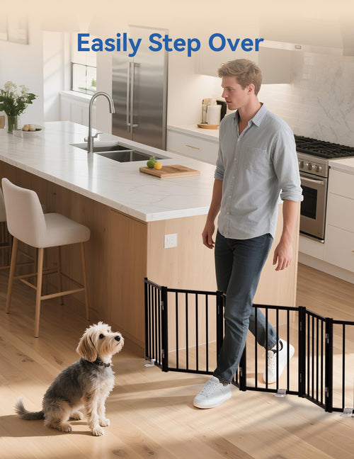 BFNN Metal Short Dog Gate - 16.5-inch High, Freestanding & No-Drill Up to 72-inch Wide