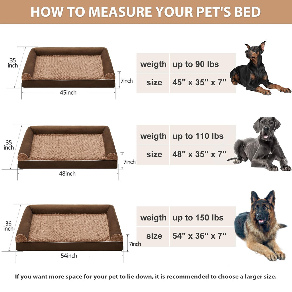 BFPETHOME Large Orthopedic Dog Bed — Waterproof, Washable Cover