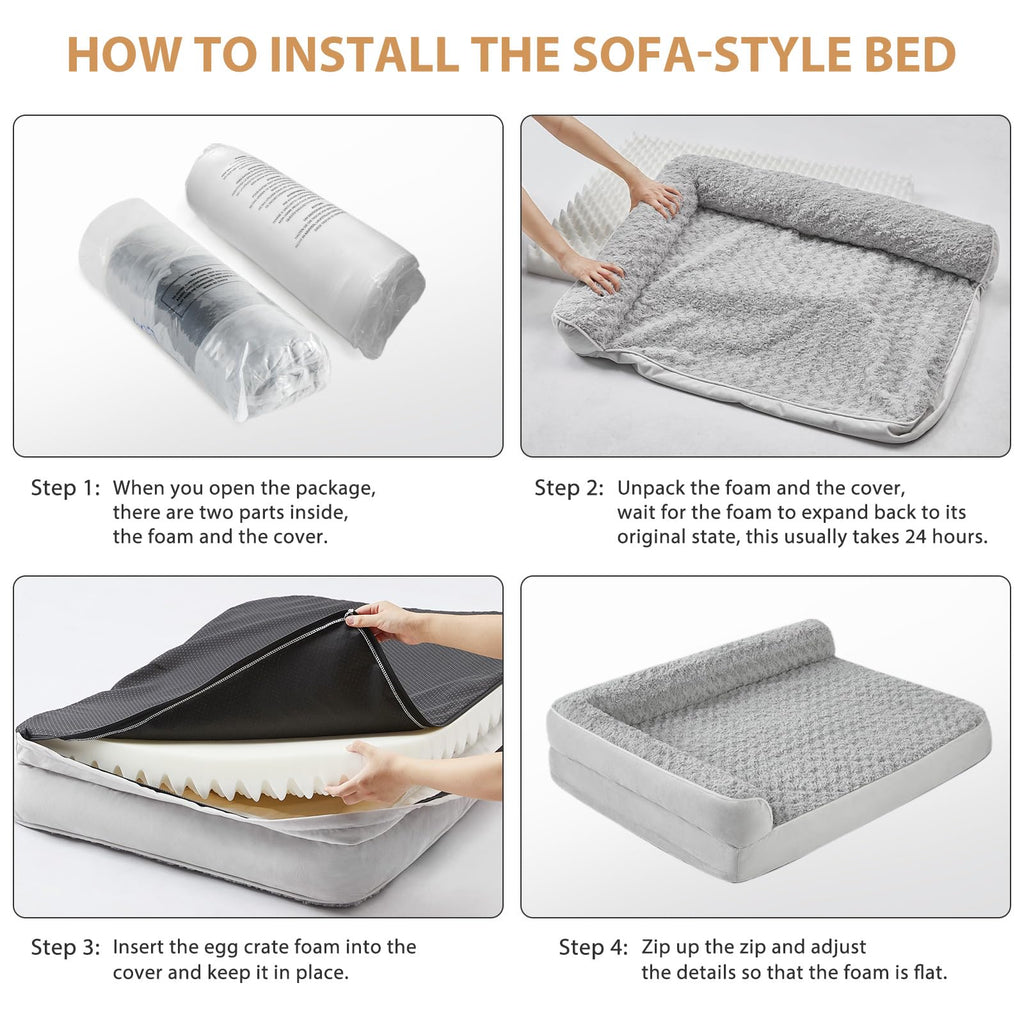 BFPETHOME Orthopedic Dog Bed for Large Dogs – Waterproof, Nonslip Sofa Bed