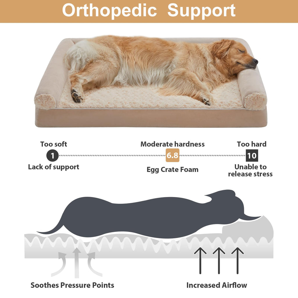 BFPETHOME Large Dog Bed – Orthopedic Memory Foam, Waterproof Cover, 36x27x6.5