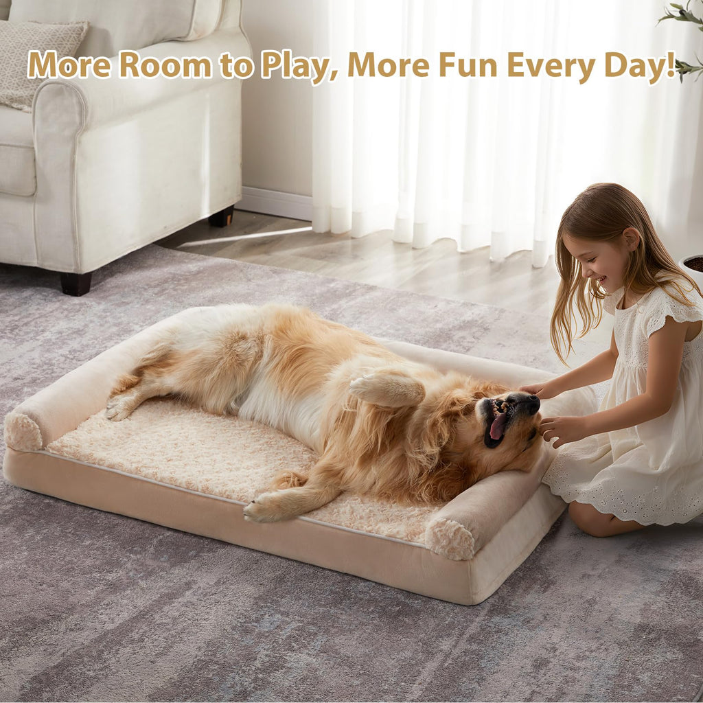 BFPETHOME Large Dog Bed – Orthopedic Memory Foam, Waterproof Cover, 36x27x6.5