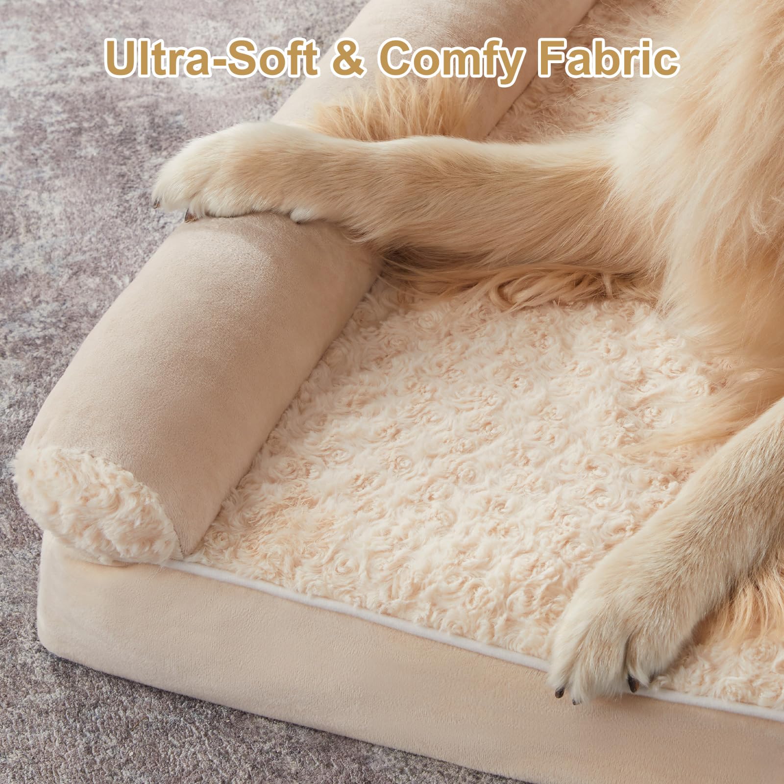BFPETHOME Large Dog Bed – Orthopedic Memory Foam, Waterproof Cover, 36x27x6.5