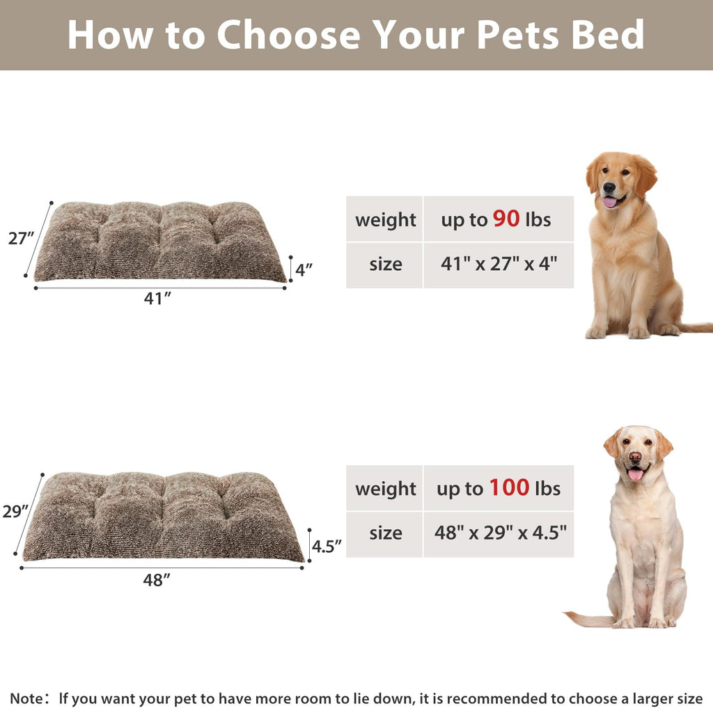 BFPETHOME Large Dog Bed - Plush Crate Pad, Anti-Slip & Washable | Khaki