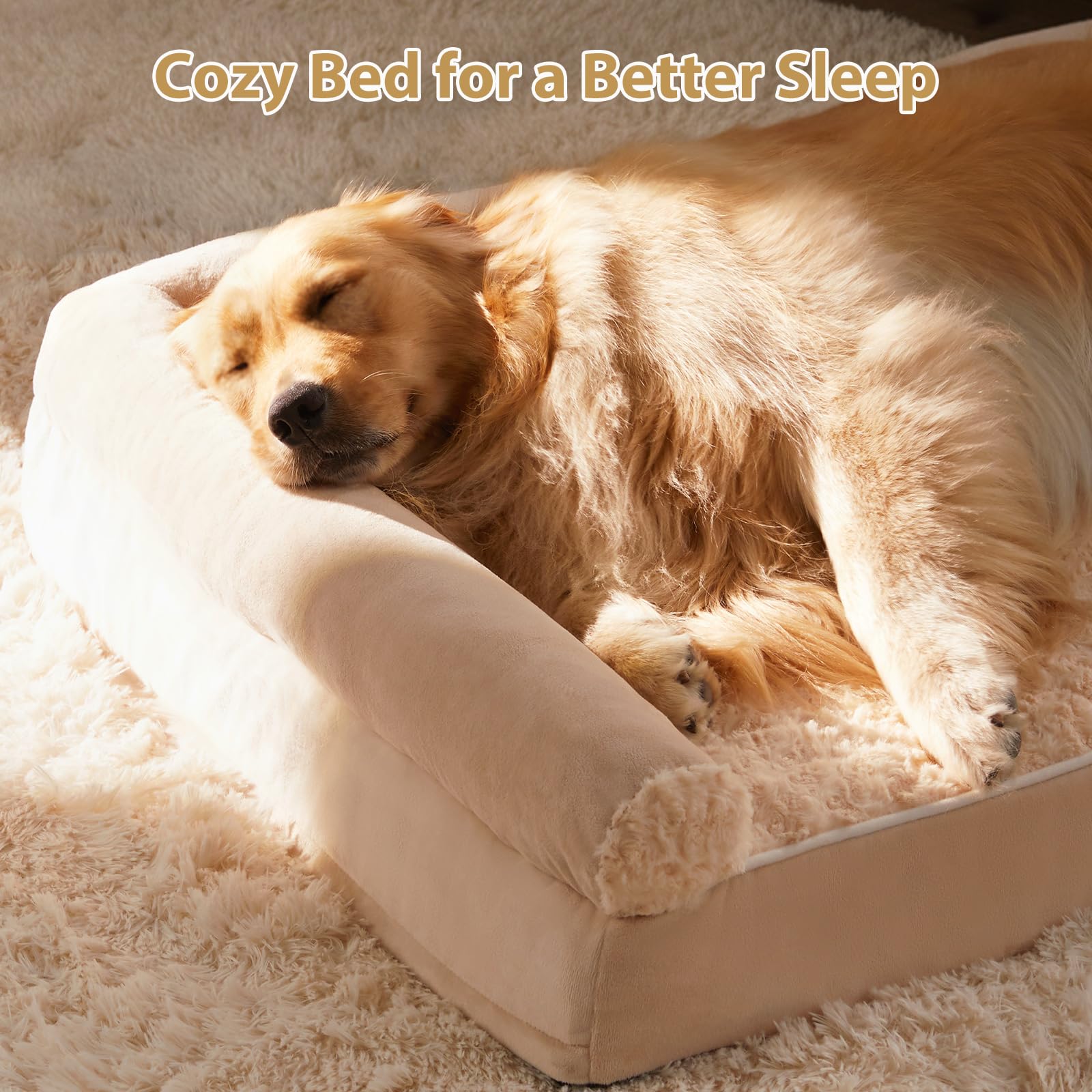 BFPETHOME Large Dog Bed – Orthopedic Memory Foam, Waterproof Cover, 36x27x6.5