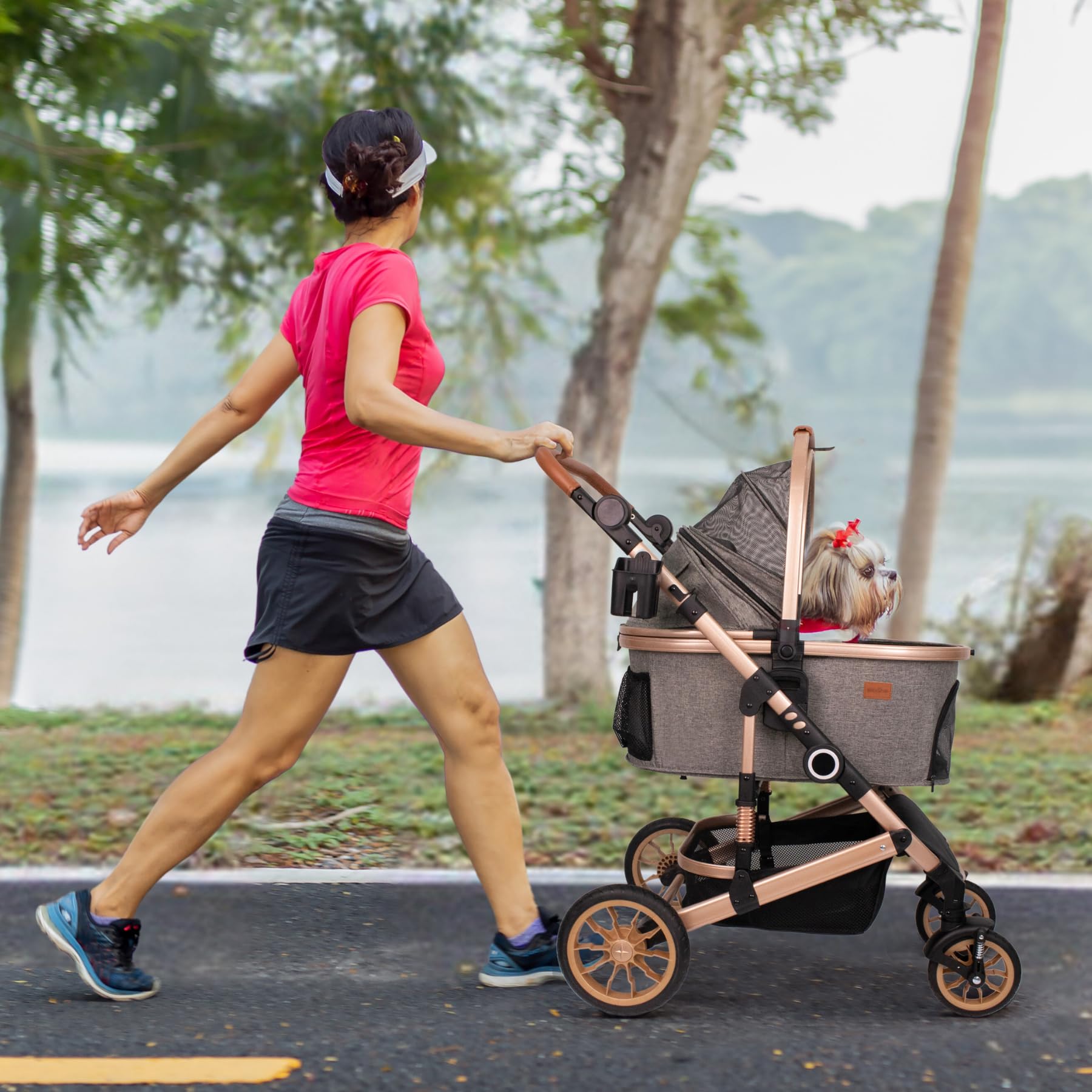 Bicystar Pet Stroller for Medium Dogs – 3-in-1 Carrier & Rubber Wheels