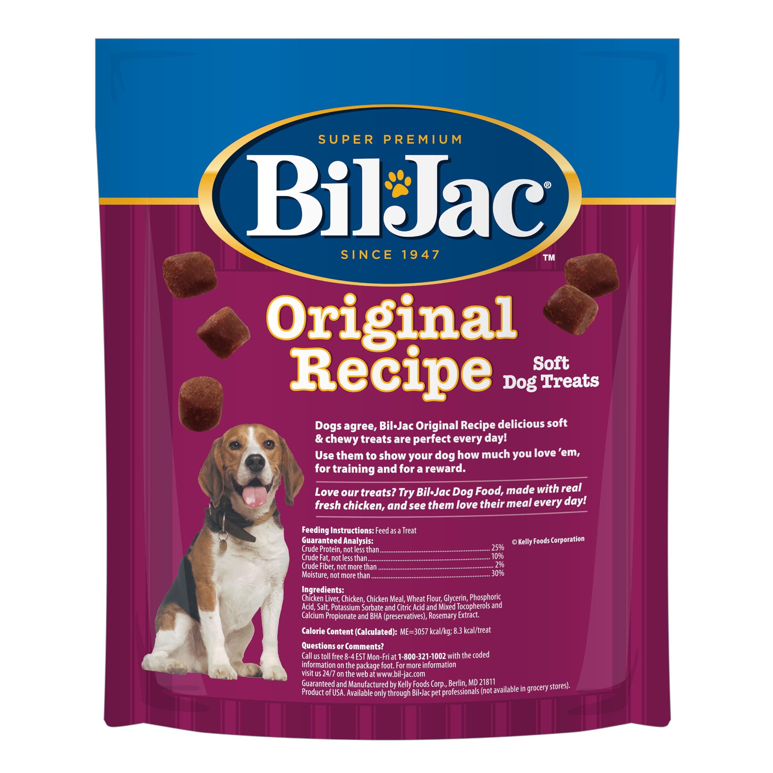Bil-Jac Original Recipe Soft Dog Treats — Chicken Liver Training Treats, 20oz Pouch (6-Pack)