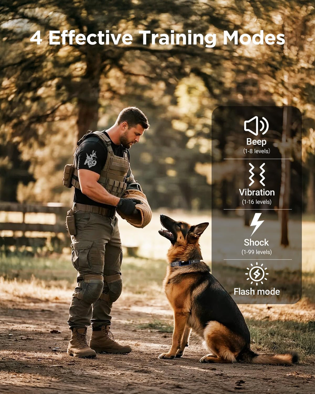 BLACKDOG Military Dog Shock Collar – 4200ft Range, 4 Modes, IP67 Waterproof