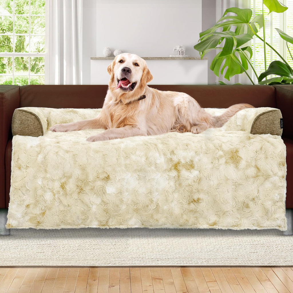 blunique Calming Extra Large Dog Couch Bed 45x37 - Waterproof, Non-Slip, Tie-Dye Khaki