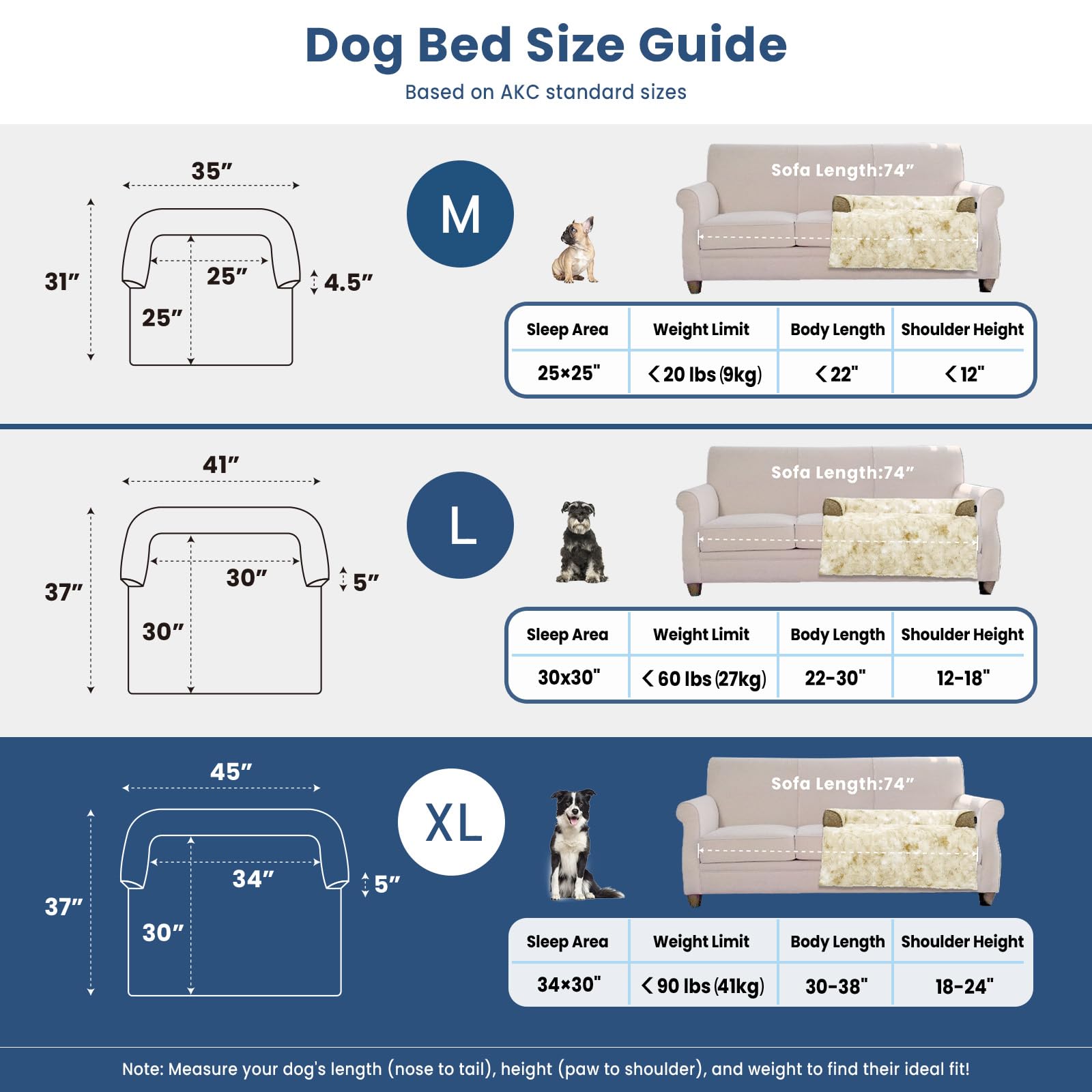 blunique Calming Extra Large Dog Couch Bed 45x37 - Waterproof, Non-Slip, Tie-Dye Khaki