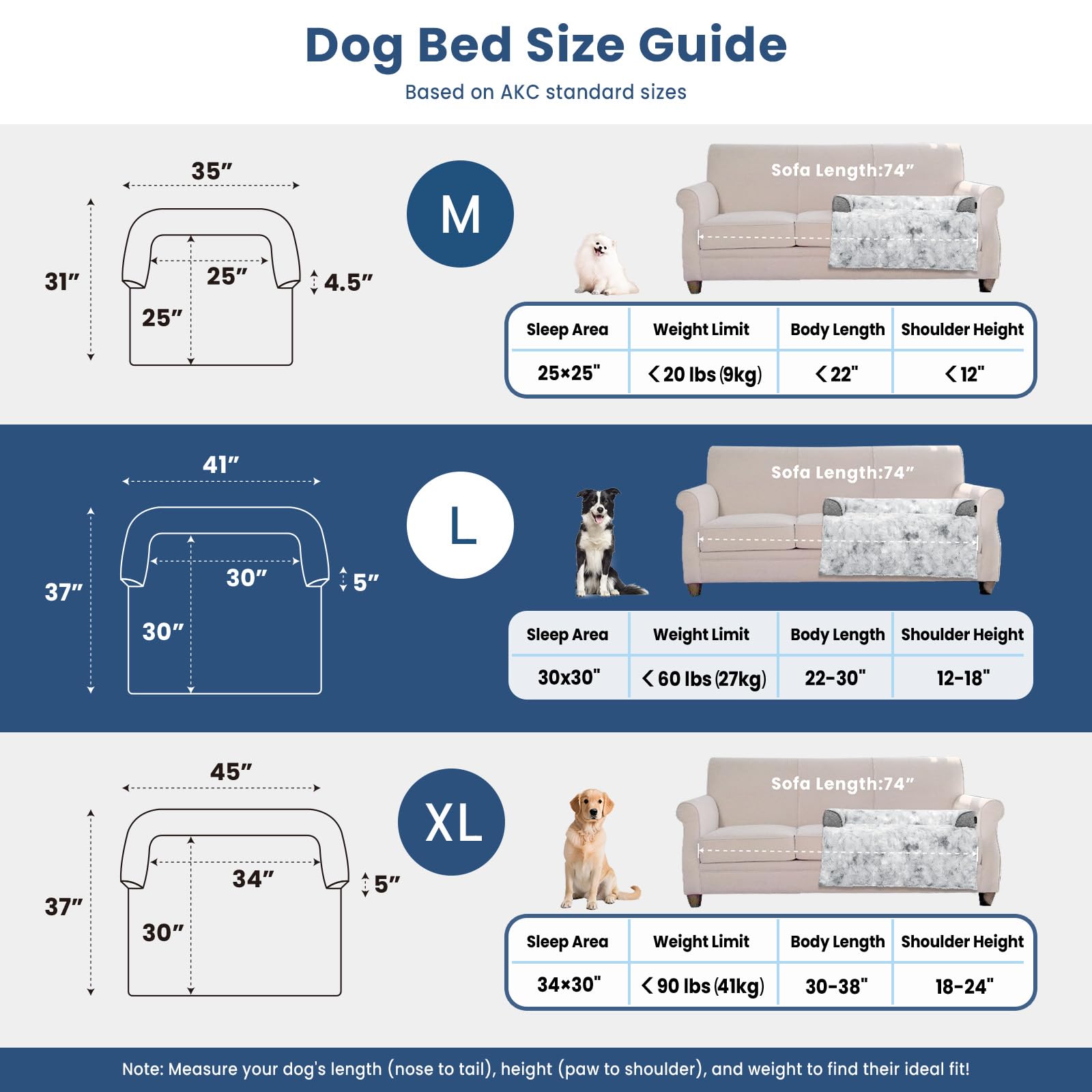 blunique Calming Dog Couch Bed for Large Dogs — 41 x 37 in Waterproof Removable Mat, Non-Slip Tie-Dye Grey
