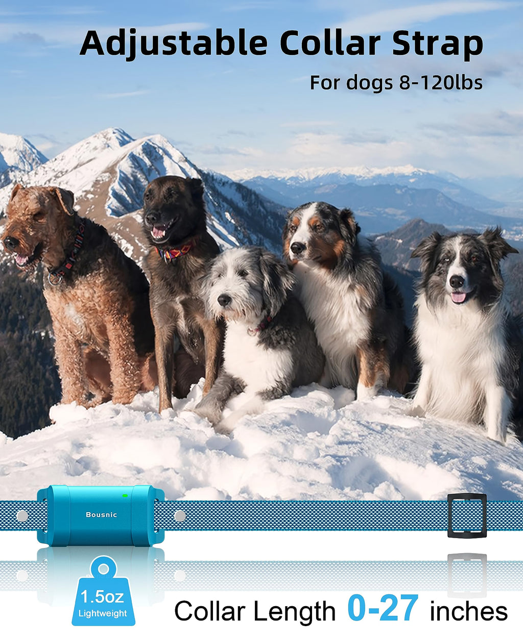 BOUSNIC Dog Shock Collar with Remote – New Edition, 4000ft Range, Waterproof E-Collar (8-120 lbs)