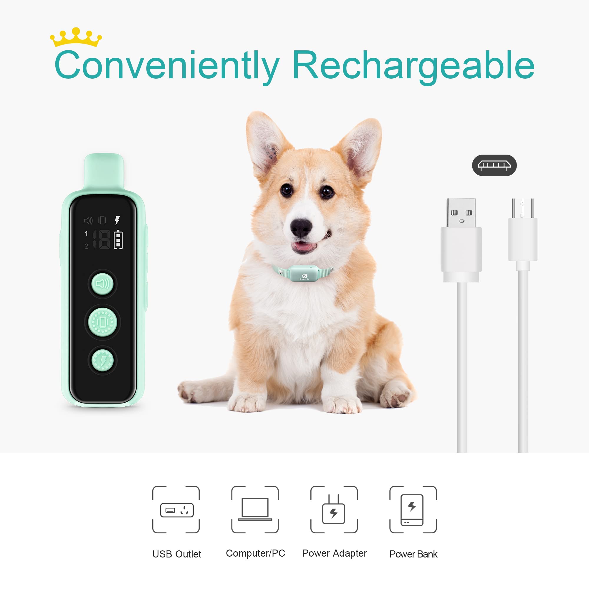Bousnic Shock Collar for Dogs | Waterproof Training Collar with Remote (8-120 lbs) – Beep, Vibration & Safe Shock