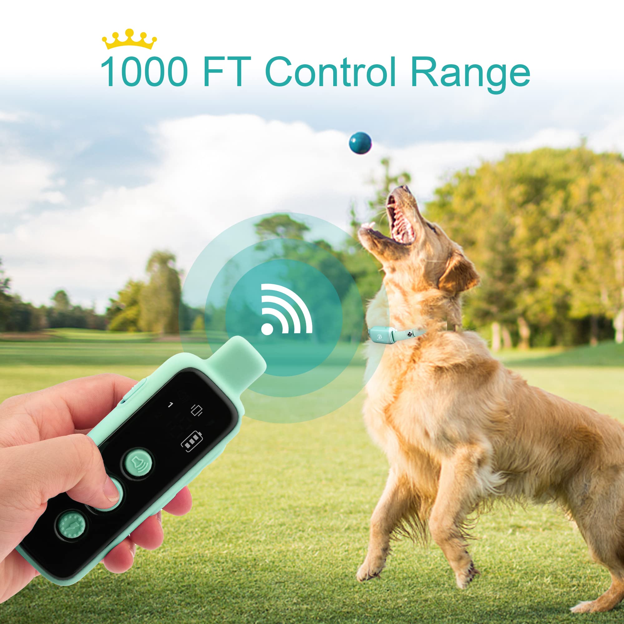 Bousnic Shock Collar for Dogs | Waterproof Training Collar with Remote (8-120 lbs) – Beep, Vibration & Safe Shock