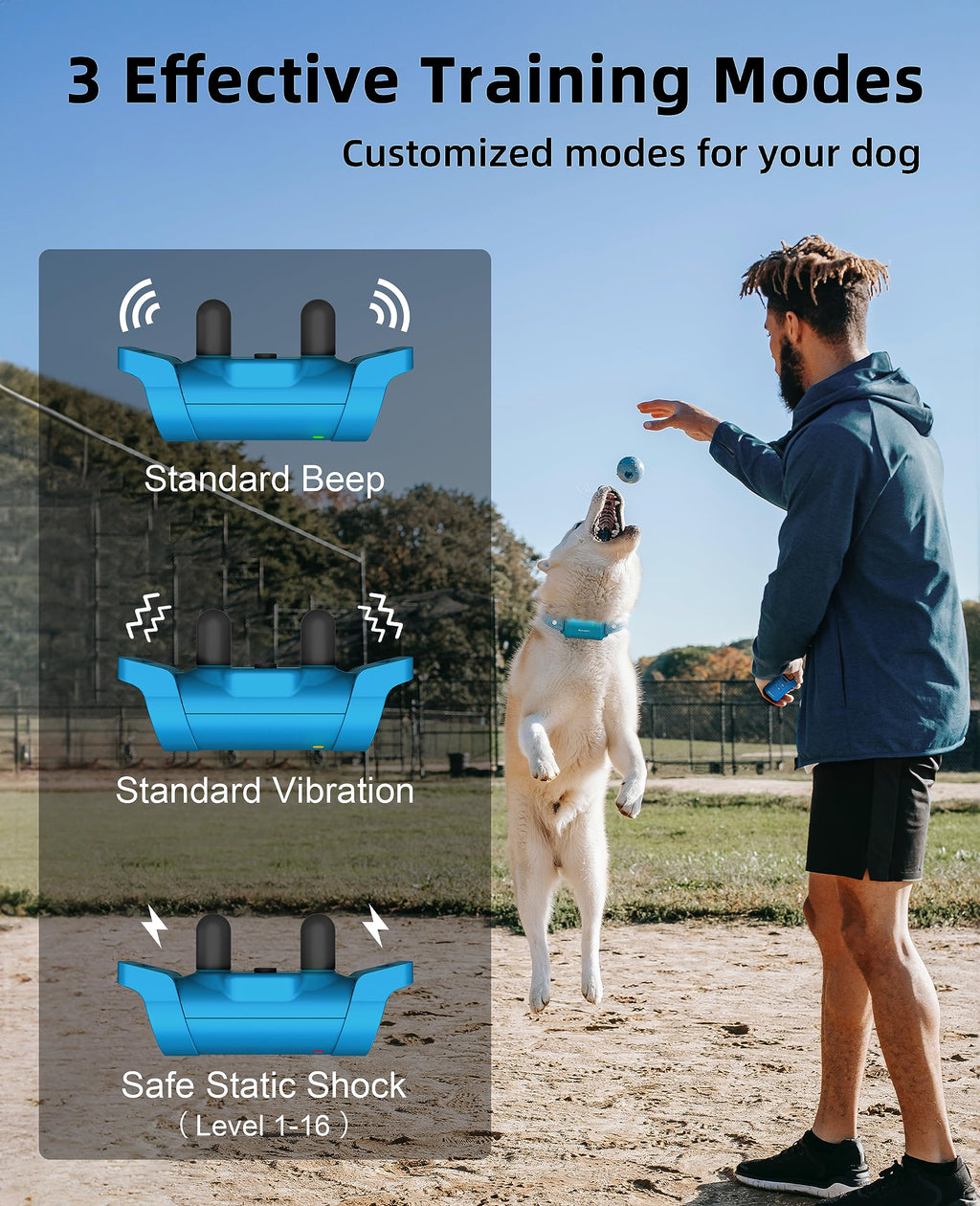 BOUSNIC Dog Shock Collar with Remote – New Edition, 4000ft Range, Waterproof E-Collar (8-120 lbs)
