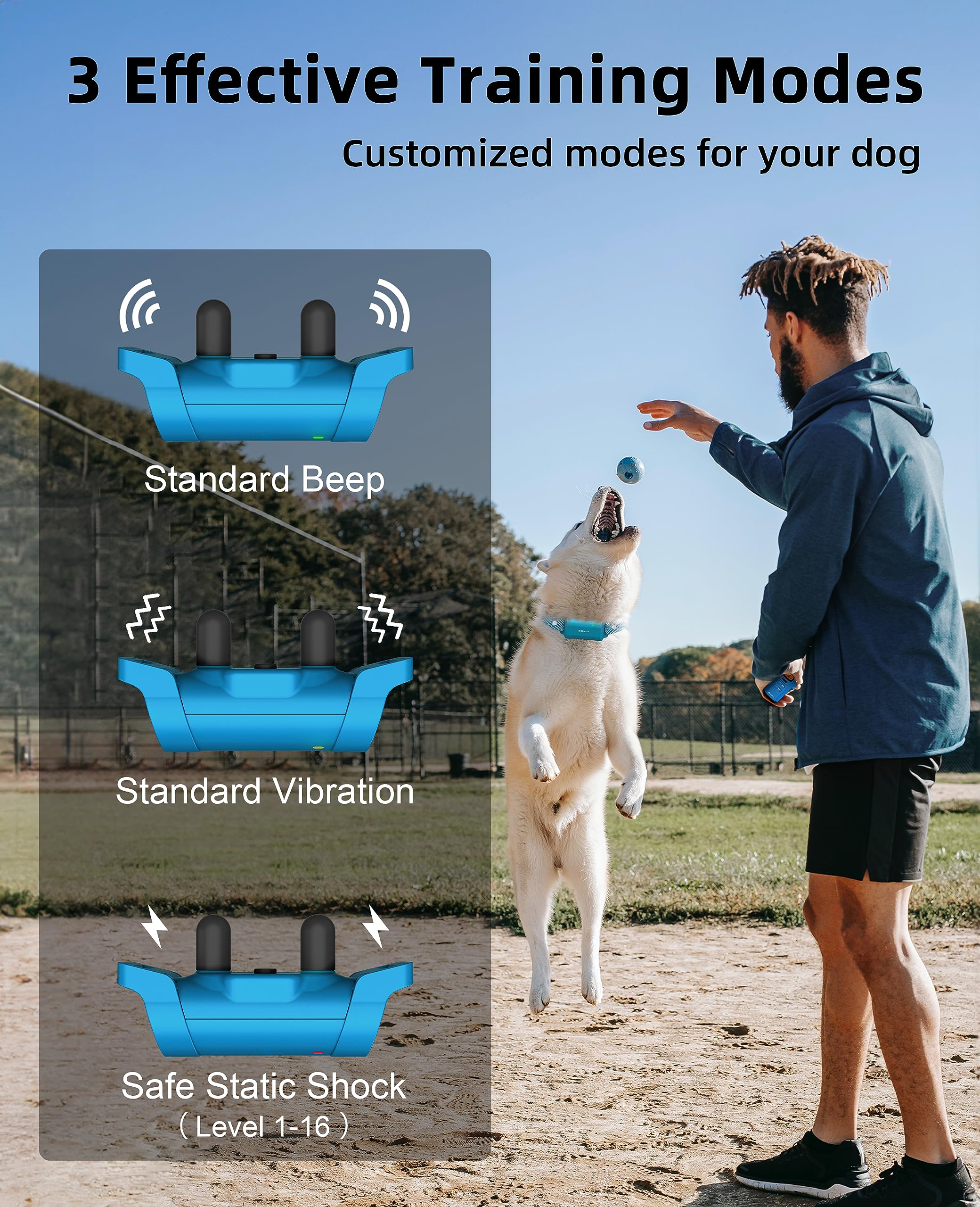 BOUSNIC Dog Shock Collar with Remote – New Edition, 4000ft Range, Waterproof E-Collar (8-120 lbs)