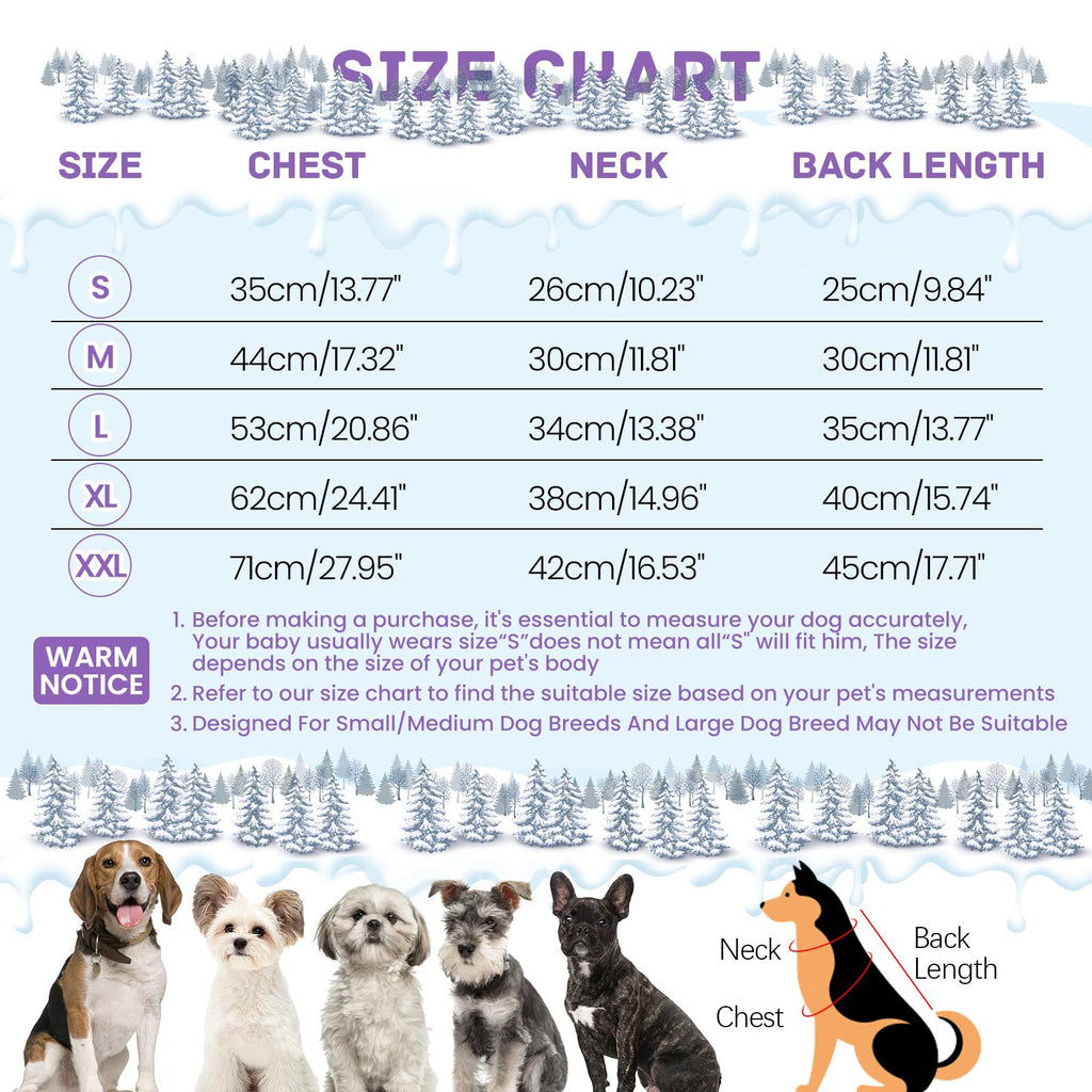 BRKURLEG Purple Dog Coat with Harness | Winter Jacket for Small Dogs, Reflective, Waterproof