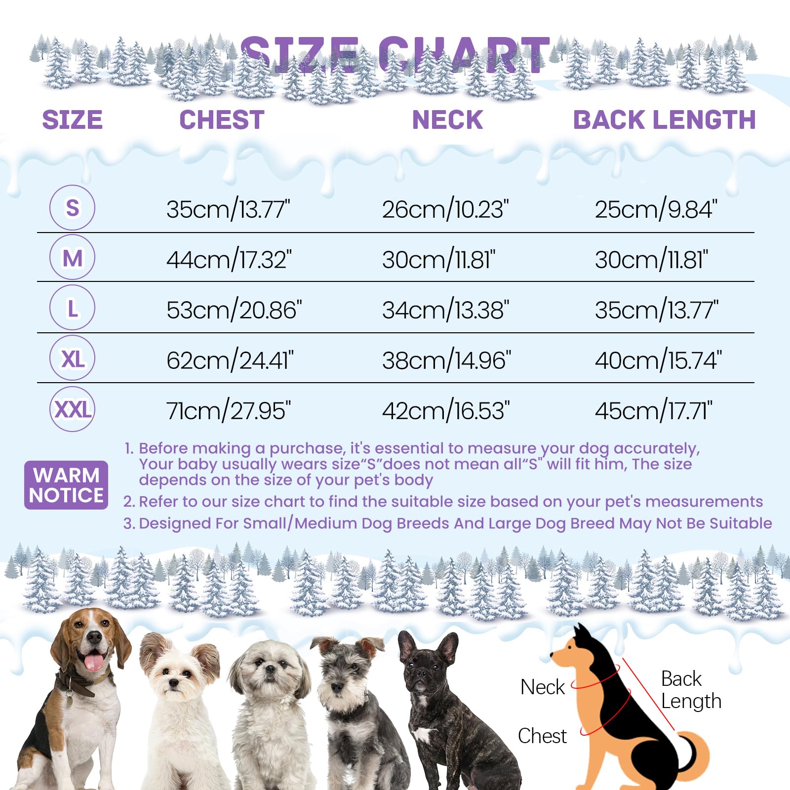 BRKURLEG Purple Dog Coat with Harness | Winter Jacket for Small Dogs, Reflective, Waterproof