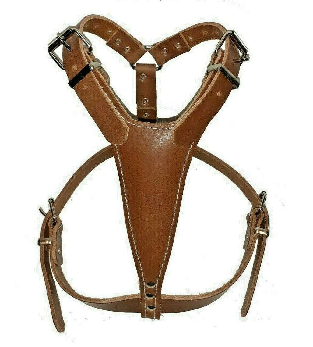 Beautiful Brown Plain Leather Dog Harness for Medium Dog Breeds