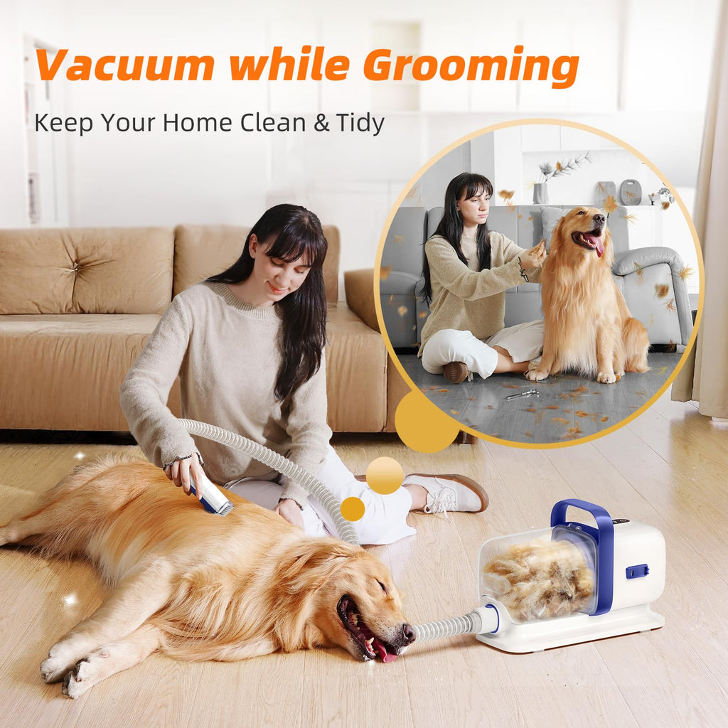 buenkee Dog Grooming Kit with Vacuum – 15000Pa, 50dB, 2L Dustbin