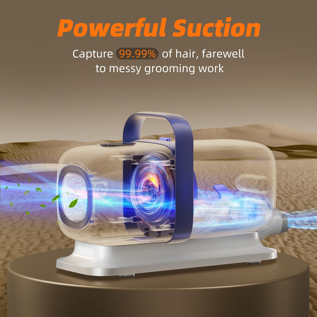 buenkee Dog Grooming Kit with Vacuum – 15000Pa, 50dB, 2L Dustbin