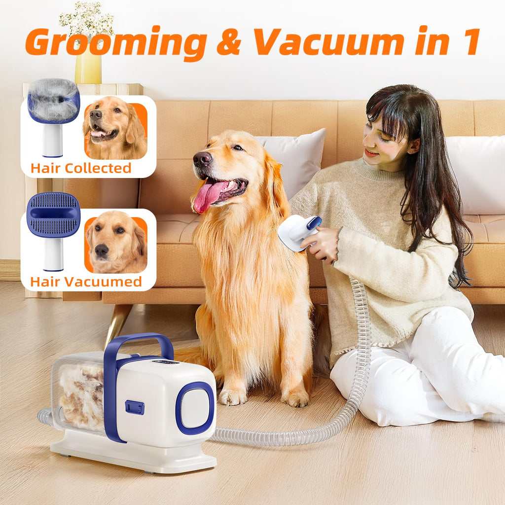 buenkee Dog Grooming Kit with Vacuum – 15000Pa, 50dB, 2L Dustbin