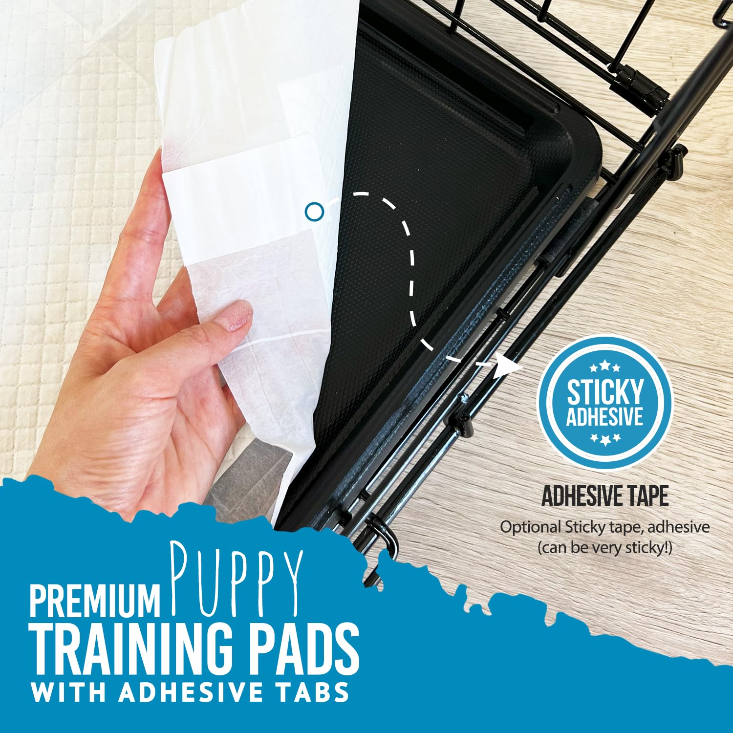 Bulldogology Puppy Pee Pads XL 24x35 - 60 Count, 6-Layer, Adhesive Tape, Quick-Dry Bullsorbent Tech