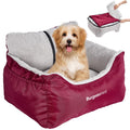 BurgeonNest Dog Car Seat for Small Dogs – Detachable, Washable, Under 25 lbs (Red)