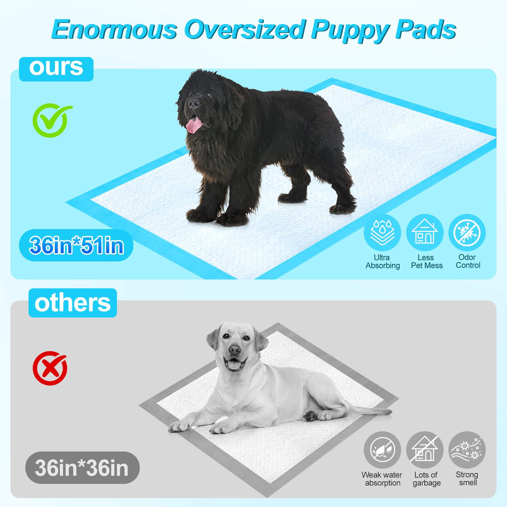 CAHUDIKIC Puppy Pads Extra Large 36x51 - 100 Count, Ultra Absorbent & Leak-Proof