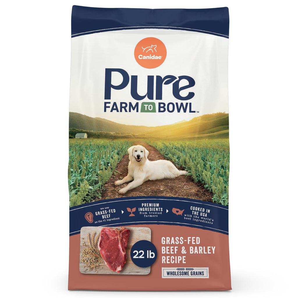 Canidae Pure Farm to Bowl Grass-Fed Beef & Barley Dry Dog Food – Adult 22lb