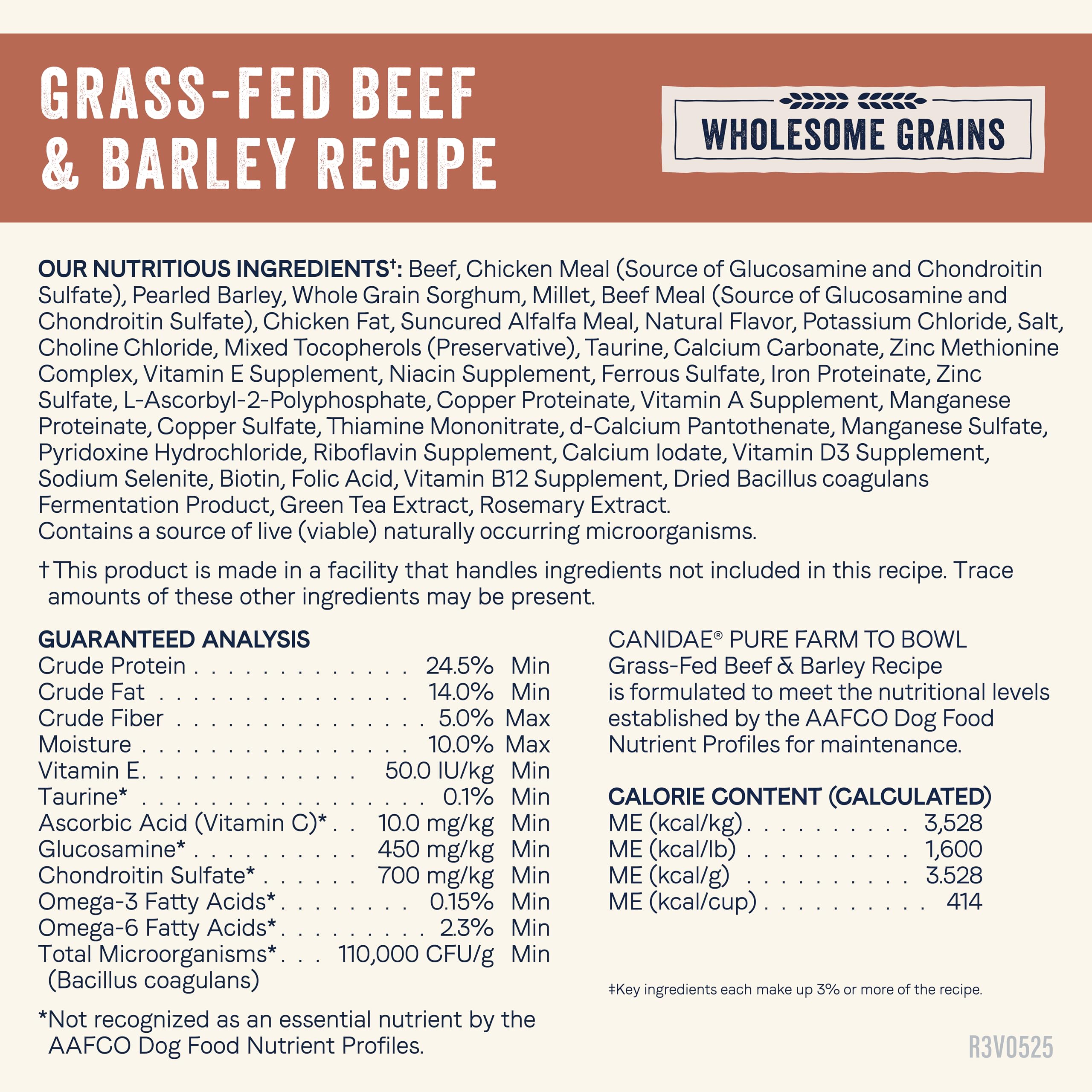 Canidae Pure Farm to Bowl Grass-Fed Beef & Barley Dry Dog Food – Adult 22lb