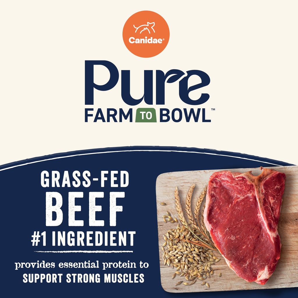 Canidae Pure Farm to Bowl Grass-Fed Beef & Barley Dry Dog Food – Adult 22lb