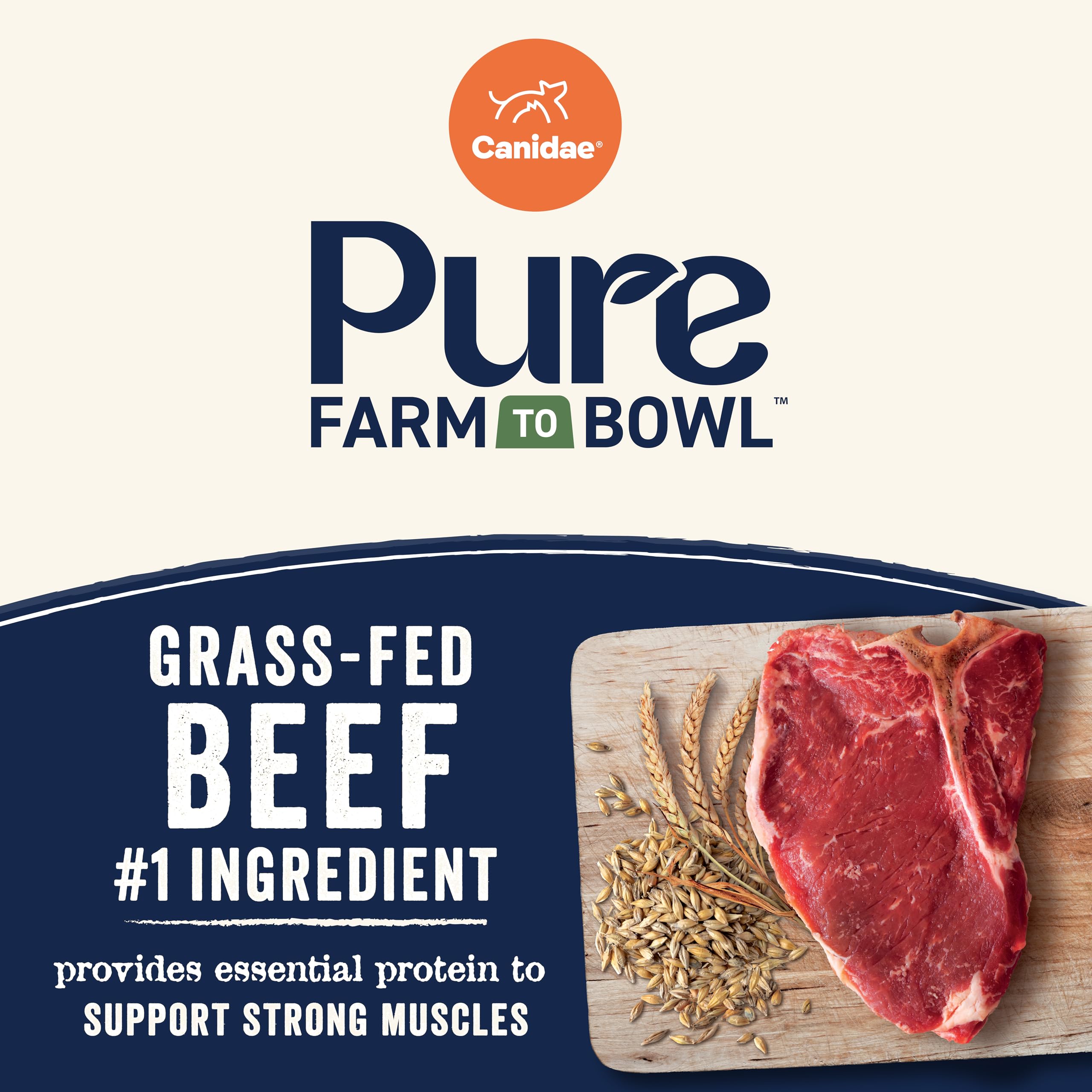 Canidae Pure Farm to Bowl Grass-Fed Beef & Barley Dry Dog Food – Adult 22lb