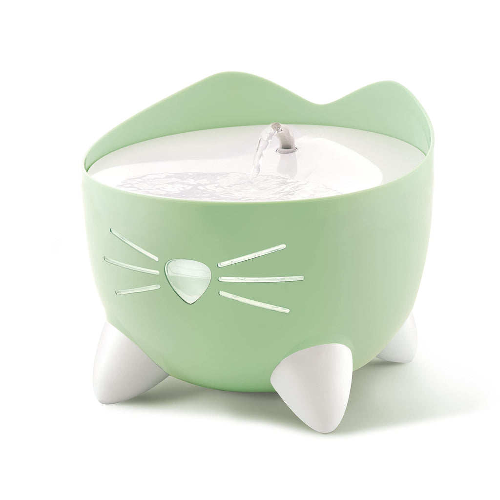 Catit PIXI Drinking Fountain – Triple Filter Cat Water Fountain with Ergonomic Drinking Options (Green)