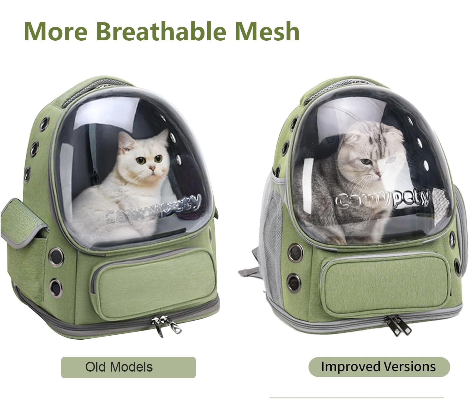 Cawypety Cat Backpack Carrier | Breathable Bubble Window Travel Carrier for Cats & Small Dogs up to 15 lbs