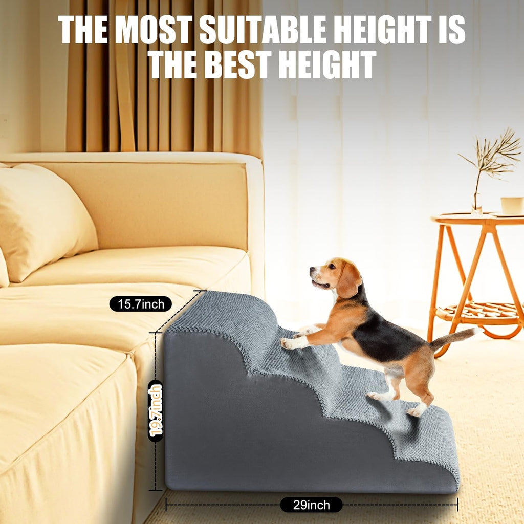 Chic Threads Dog Stairs for High Beds - 4-Step Non-Slip Indoor Pet Steps