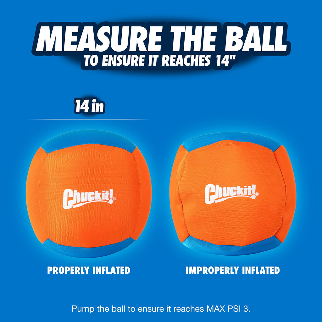 Chuckit! Big Air Fetch Ball (14 Inch) – Herding Instinct Dog Toy with Pump | All Breeds