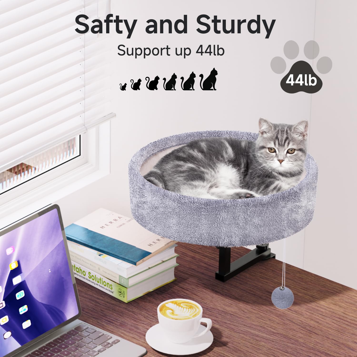 Chumajor Cat Desk Bed — 360° Rotating & Adjustable, 44 lb Capacity