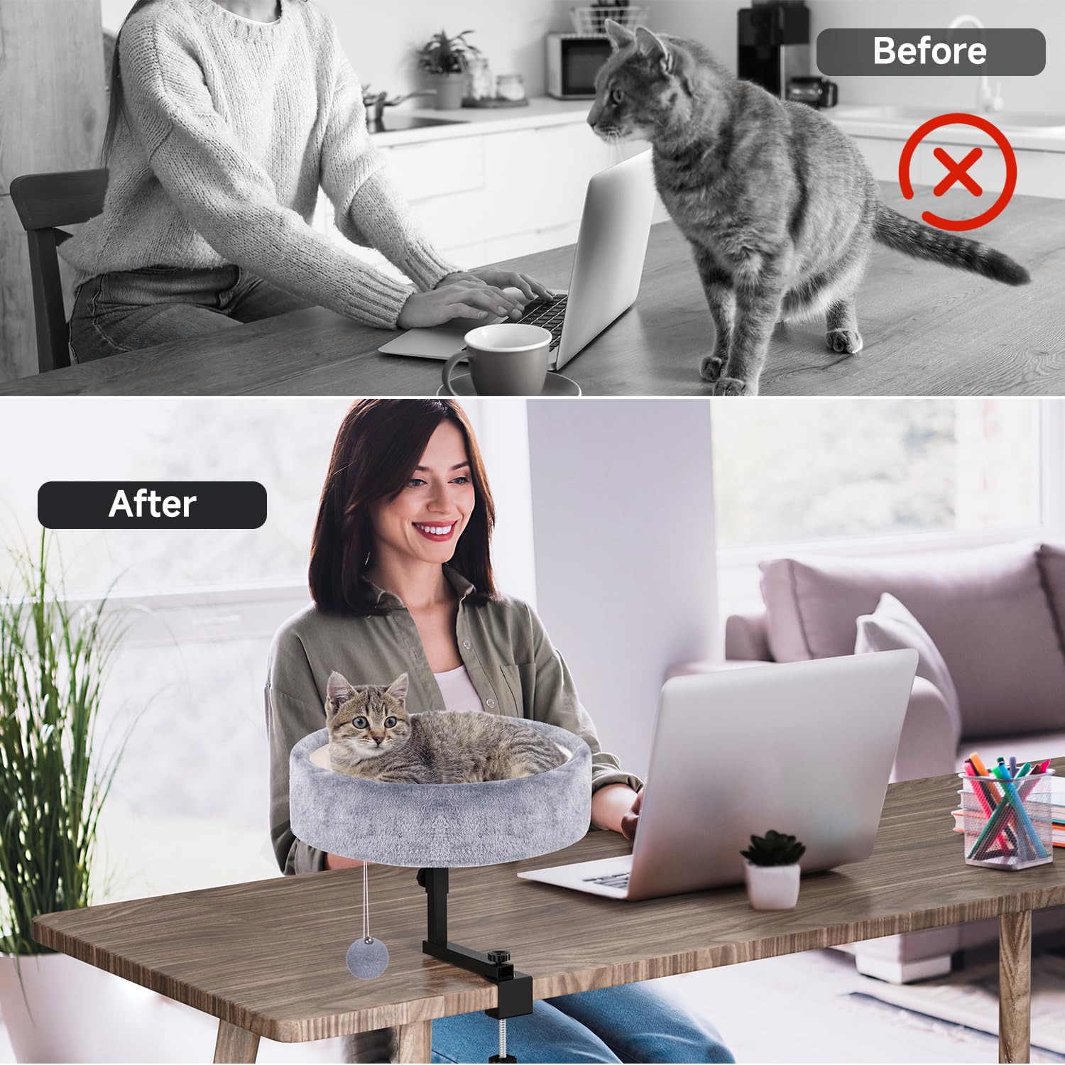 Chumajor Cat Desk Bed — 360° Rotating & Adjustable, 44 lb Capacity