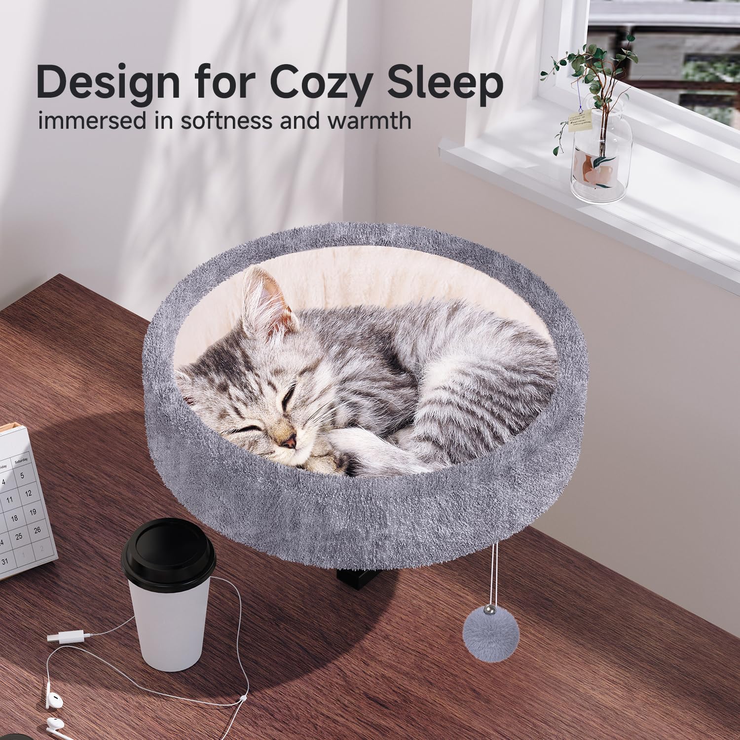 Chumajor Cat Desk Bed — 360° Rotating & Adjustable, 44 lb Capacity