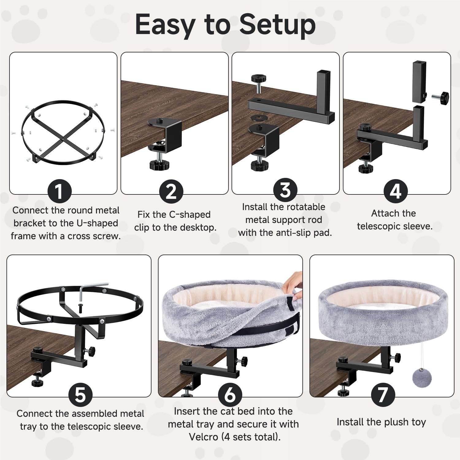Chumajor Cat Desk Bed — 360° Rotating & Adjustable, 44 lb Capacity