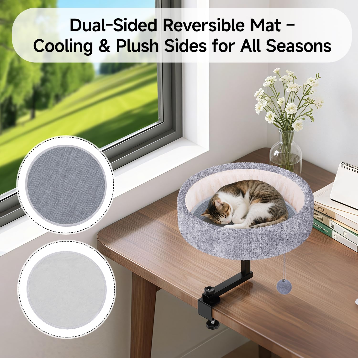 Chumajor Cat Desk Bed — 360° Rotating & Adjustable, 44 lb Capacity