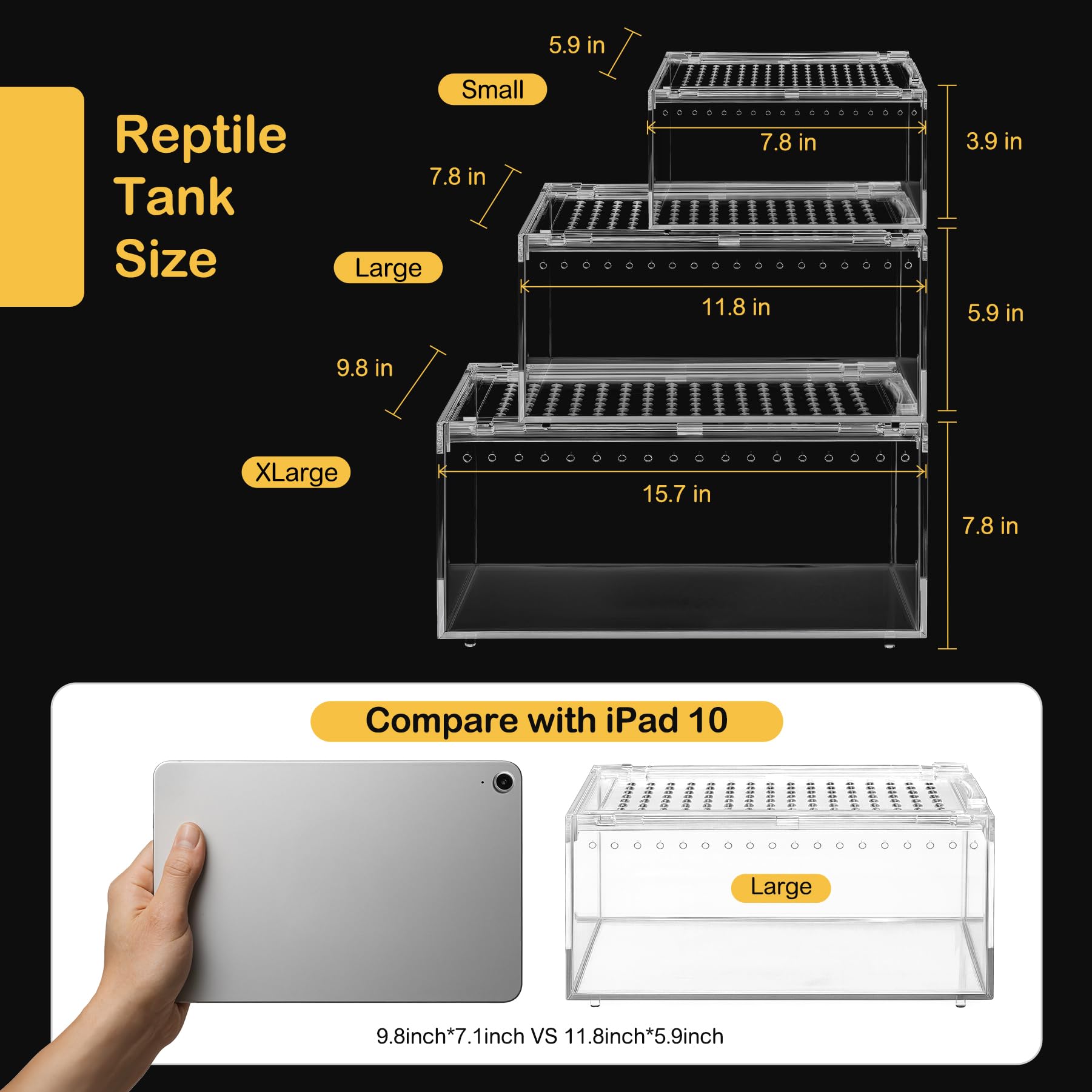 Clioran Reptile PC Terrarium – Transparent All-in-One Enclosure for Small Pets