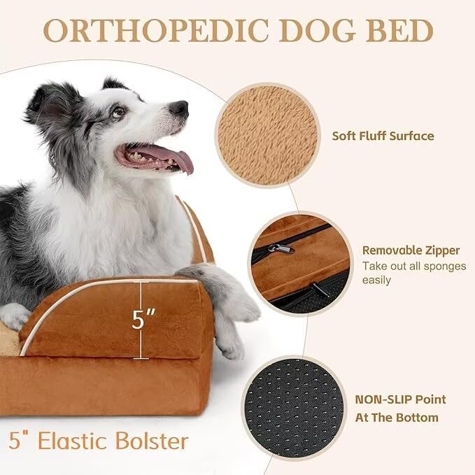 Comfort Expression Orthopedic Dog Bed for Extra Large Dogs – 42x30 in, Waterproof Egg Crate Foam
