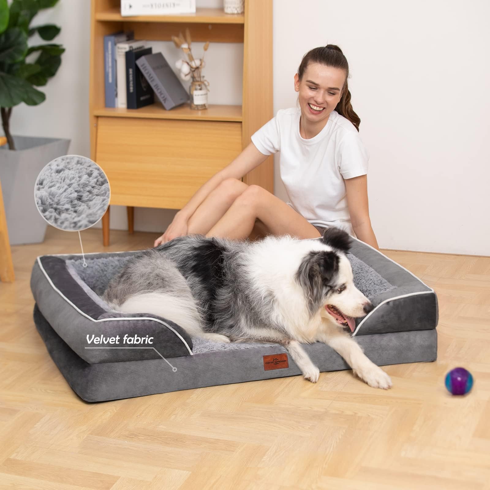 Comfort Expression Orthopedic Dog Bed for Large Dogs — 38x25 in, Waterproof, Non-Slip