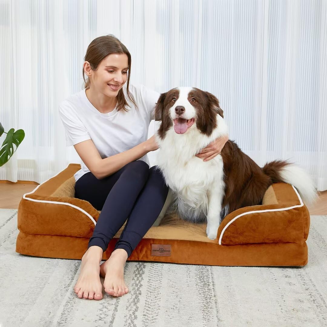 Comfort Expression Orthopedic Dog Bed for Extra Large Dogs – 42x30 in, Waterproof Egg Crate Foam