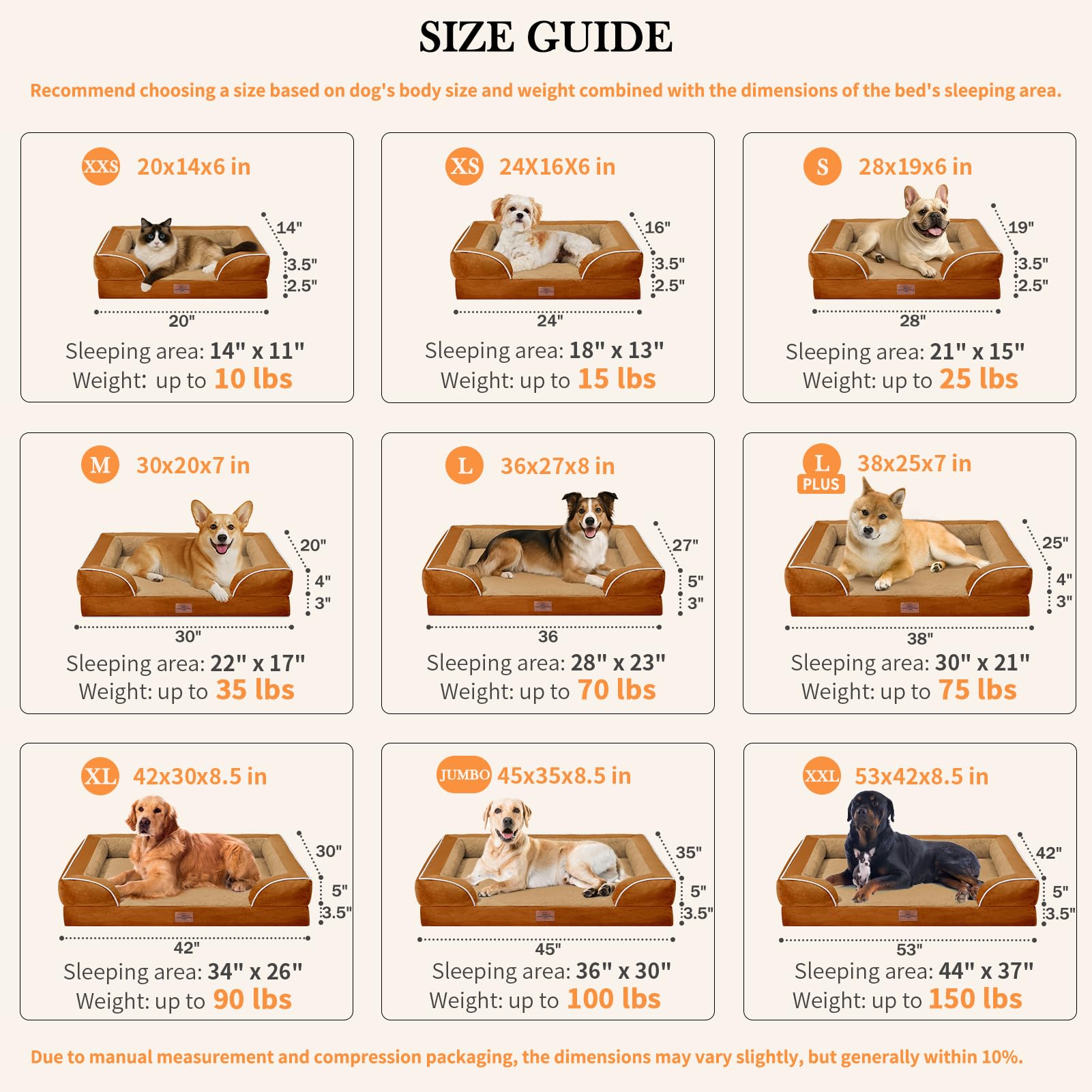 Comfort Expression Orthopedic Dog Bed for Extra Large Dogs – 42x30 in, Waterproof Egg Crate Foam
