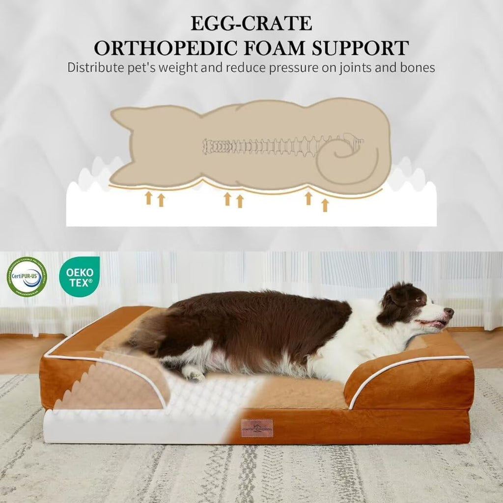 Comfort Expression Orthopedic Dog Bed for Extra Large Dogs – 42x30 in, Waterproof Egg Crate Foam