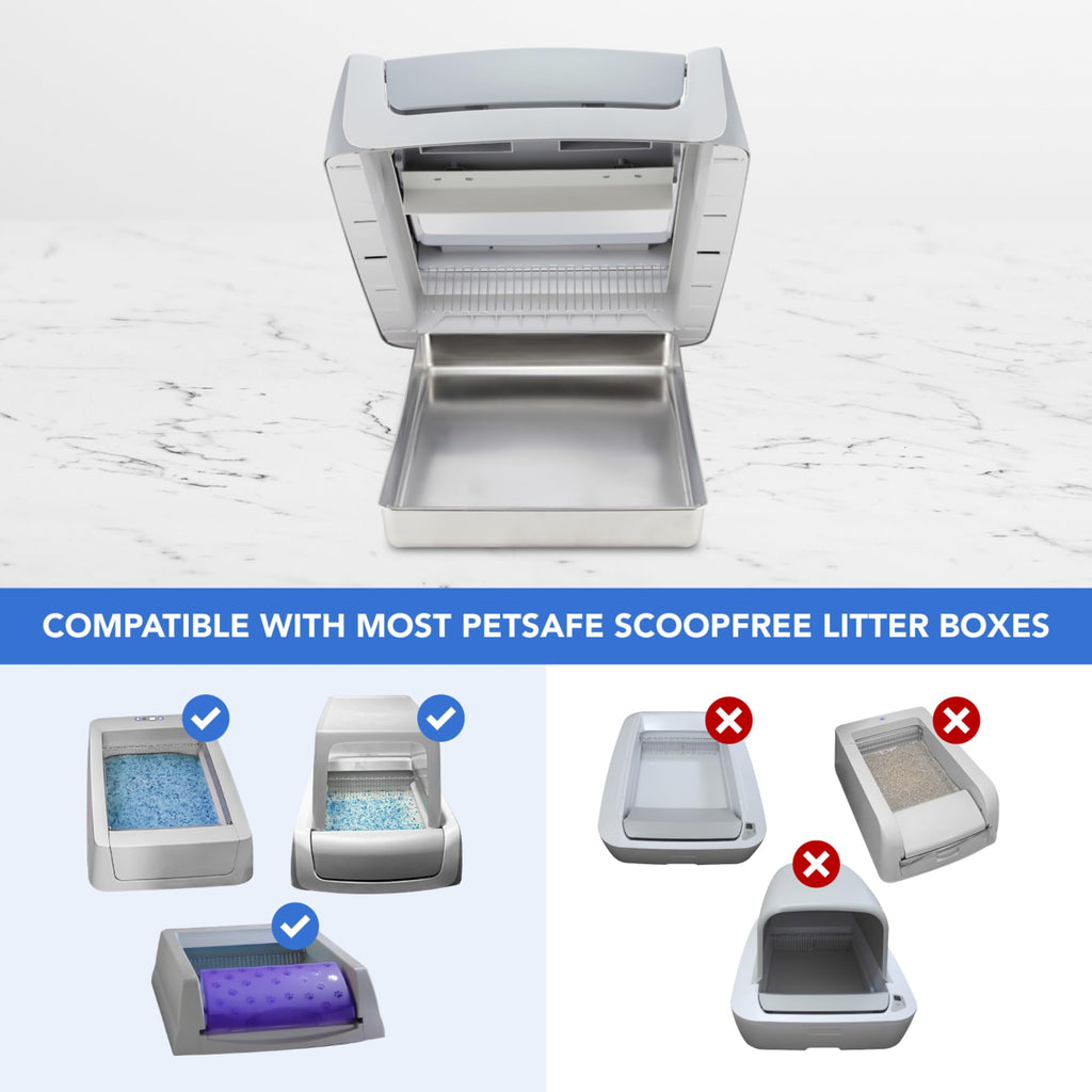 COSPARX Upgraded Stainless Steel Litter Tray for PetSafe Scoop-Free Self-Cleaning Boxes – Deeper Waste & Odor Control